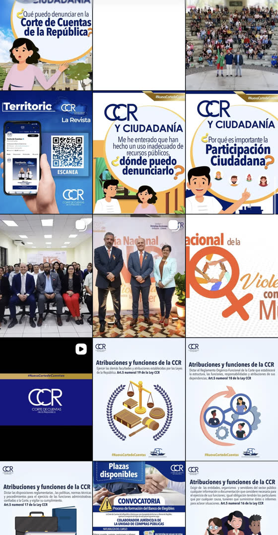 Cuadrícula de Instagram de 2023 con ilustraciones genéricas y bloques de texto